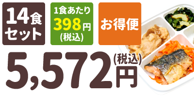 たんぱく質調整食 14食セット 1食あたり398円(税込) お得便 5,572円(税込)